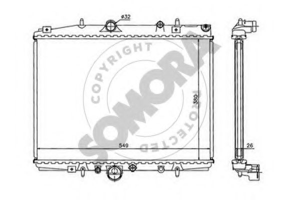 Радиатор, охлаждение двигателя SOMORA 052340B