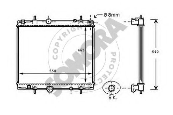 Радиатор, охлаждение двигателя SOMORA 085140