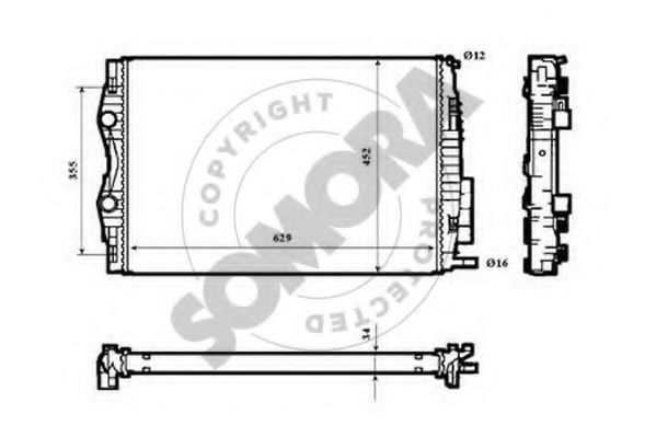 Радиатор, охлаждение двигателя SOMORA 243240B