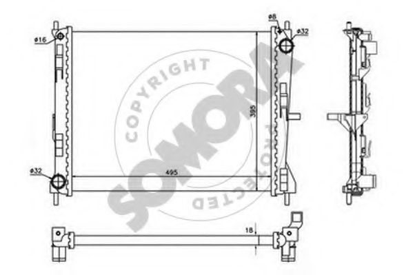 Радиатор, охлаждение двигателя SOMORA 241140