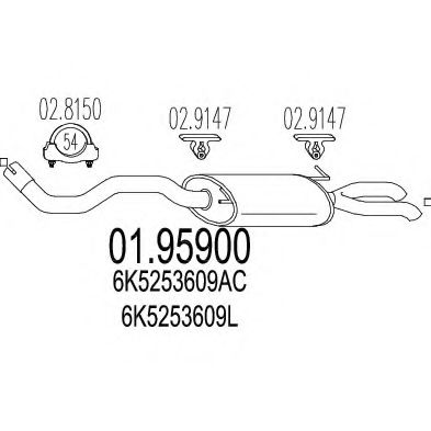 Глушитель выхлопных газов конечный MTS 01.95900