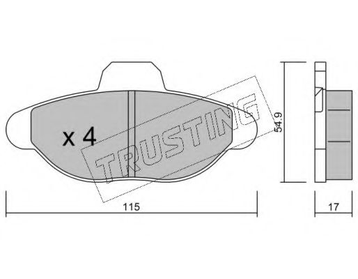 Комплект тормозных колодок, дисковый тормоз TRUSTING 139.0