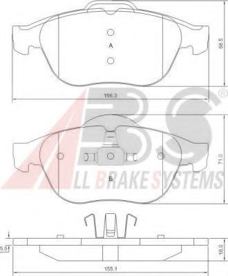 Комплект тормозных колодок, дисковый тормоз A.B.S. 37218 OE