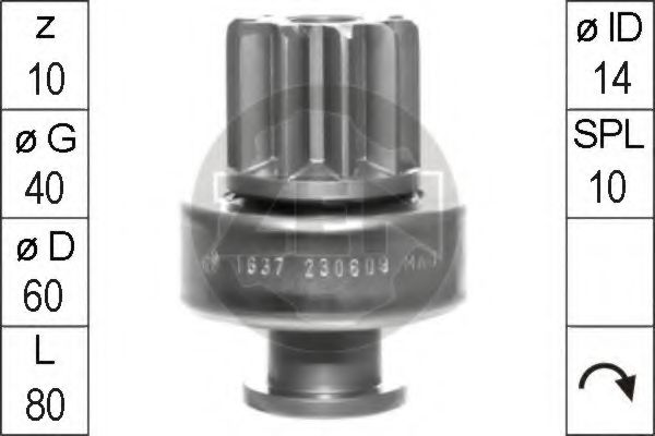 Привод с механизмом свободного хода, стартер ERA 1637