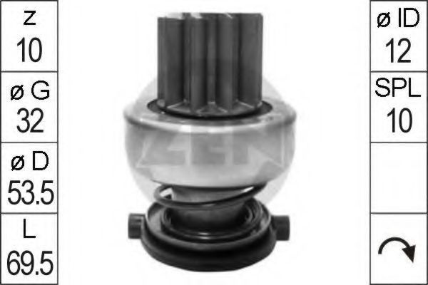 Привод с механизмом свободного хода, стартер ERA 225724