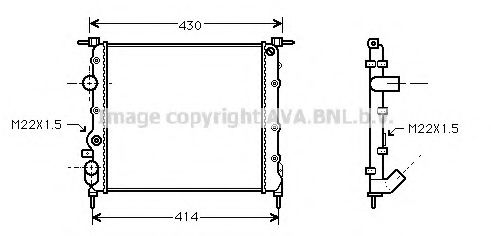 Радиатор, охлаждение двигателя AVA QUALITY COOLING RT2260