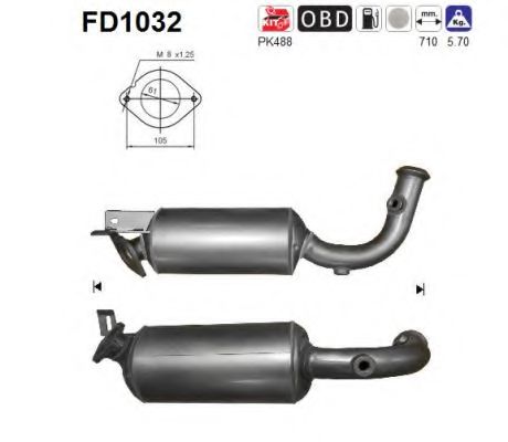 Сажевый / частичный фильтр, система выхлопа ОГ AS FD1032