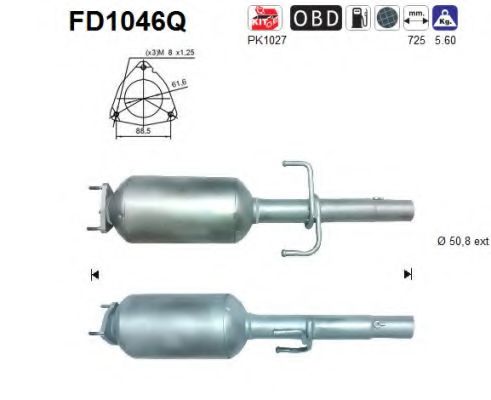 Сажевый / частичный фильтр, система выхлопа ОГ AS FD1046Q