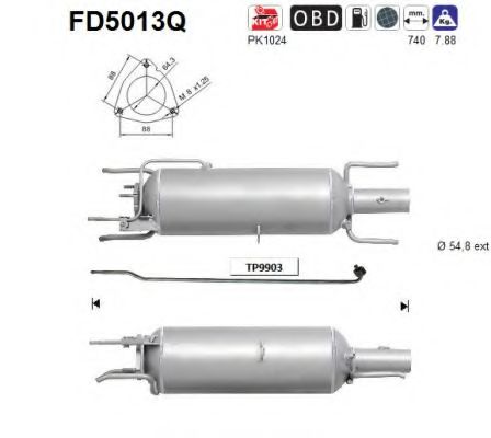 Сажевый / частичный фильтр, система выхлопа ОГ AS FD5013Q