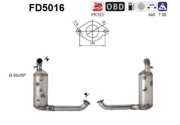 Сажевый / частичный фильтр, система выхлопа ОГ AS FD5016