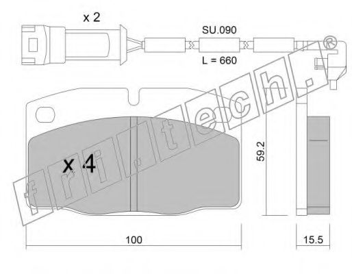 Комплект тормозных колодок, дисковый тормоз fri.tech. 0461W