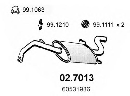 Глушитель выхлопных газов конечный ASSO 02.7013