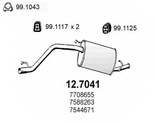 Глушитель выхлопных газов конечный ASSO 12.7041