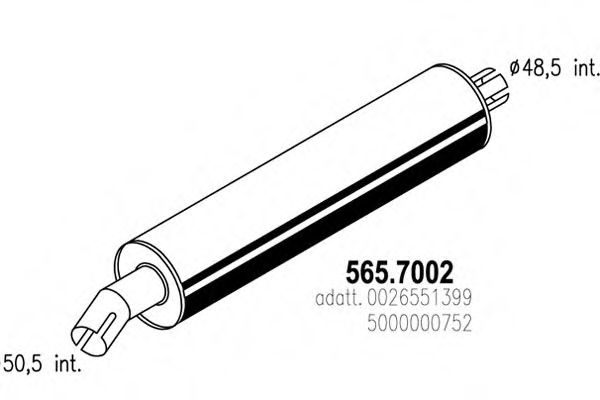 Средний / конечный глушитель ОГ ASSO 565.7002