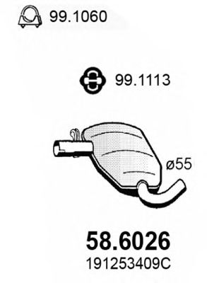 Средний глушитель выхлопных газов ASSO 58.6026