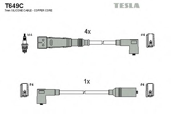 Комплект проводов зажигания TESLA T649C