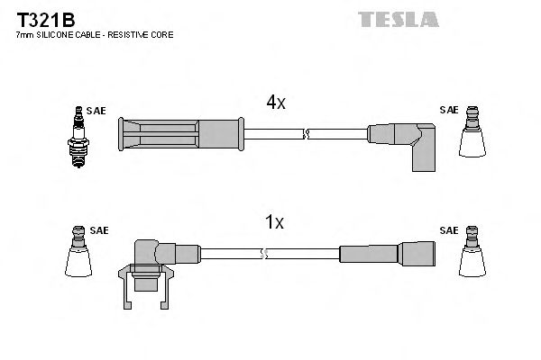 Комплект проводов зажигания TESLA T321B