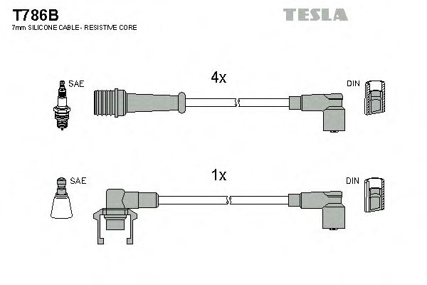 Комплект проводов зажигания TESLA T786B