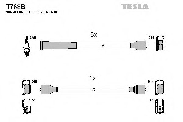 Комплект проводов зажигания TESLA T768B