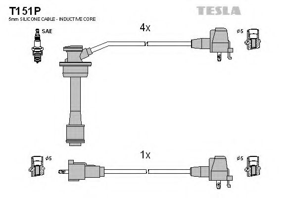 Комплект проводов зажигания TESLA T151P