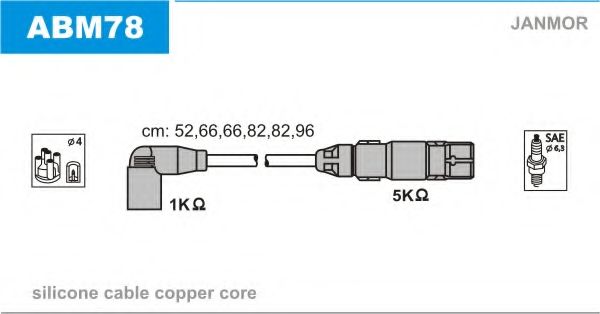Комплект проводов зажигания JANMOR ABM78