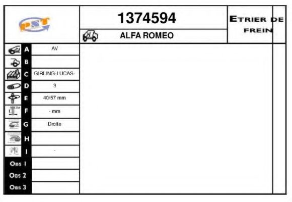 Тормозной суппорт SNRA 1374594