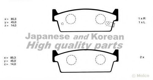 Комплект тормозных колодок, дисковый тормоз ASHUKI N011-72