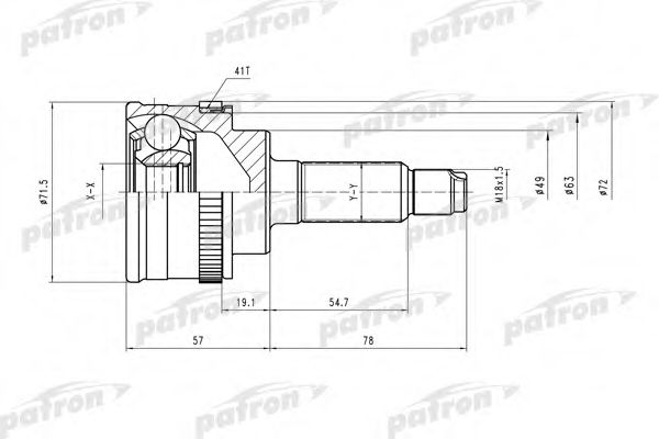 Шарнирный комплект, приводной вал PATRON PCV3987