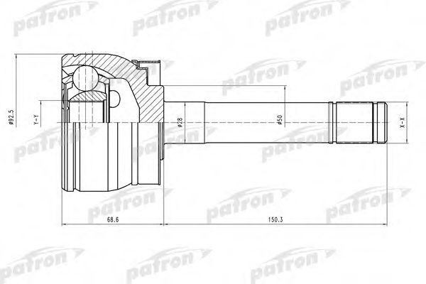 Шарнирный комплект, приводной вал PATRON PCV4722