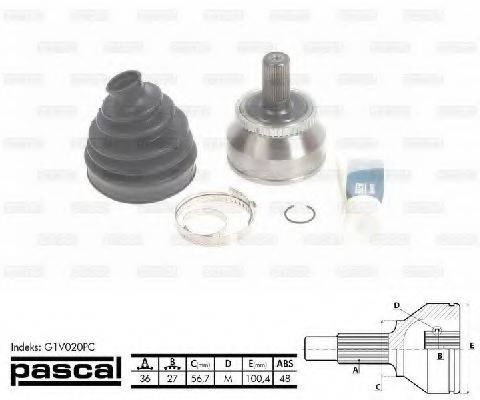 Шарнирный комплект, приводной вал PASCAL G1V020PC