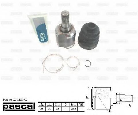 Шарнирный комплект, приводной вал PASCAL G70500PC