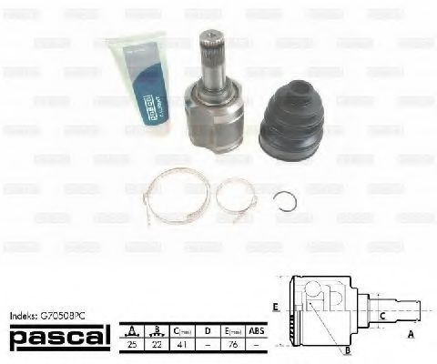 Шарнирный комплект, приводной вал PASCAL G70508PC