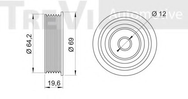 Паразитный / ведущий ролик, поликлиновой ремень TREVI AUTOMOTIVE TA1745