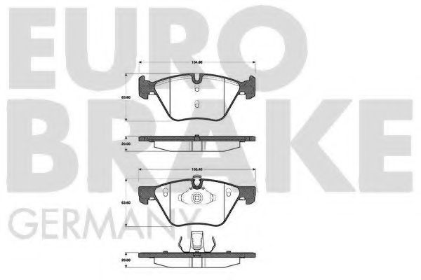 Комплект тормозных колодок, дисковый тормоз EUROBRAKE 5502221527