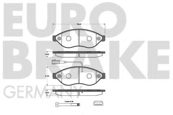 Комплект тормозных колодок, дисковый тормоз EUROBRAKE 5502221959
