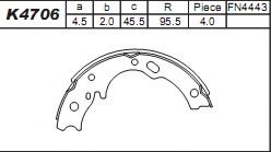 Комплект тормозных колодок, стояночная тормозная система ASIMCO K4706