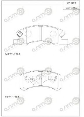 Комплект тормозных колодок, дисковый тормоз ASIMCO KD1723