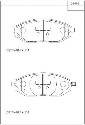 Комплект тормозных колодок, дисковый тормоз ASIMCO KD6002