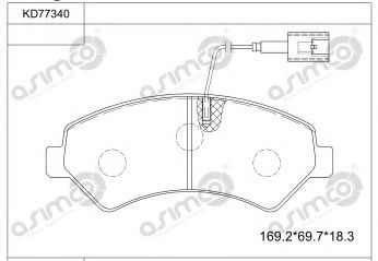 Комплект тормозных колодок, дисковый тормоз ASIMCO KD77340