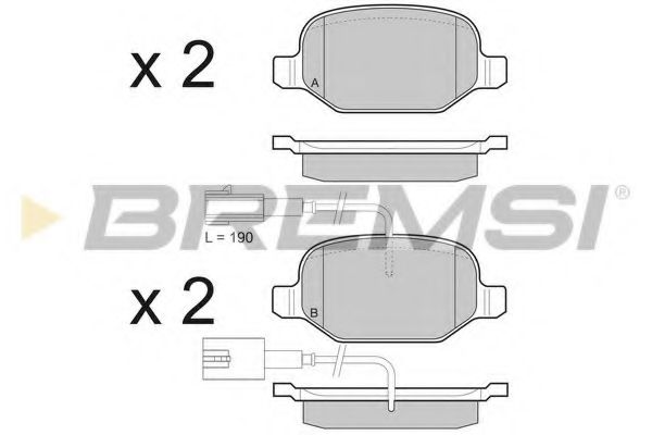 Комплект тормозных колодок, дисковый тормоз BREMSI BP3490