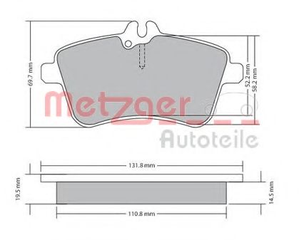 Комплект тормозных колодок, дисковый тормоз METZGER 1170083
