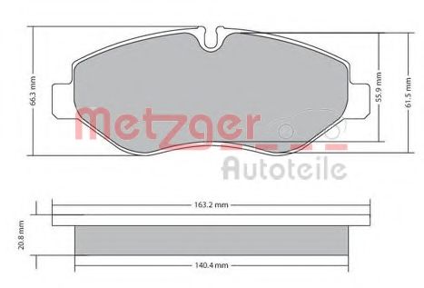 Комплект тормозных колодок, дисковый тормоз METZGER 1170271