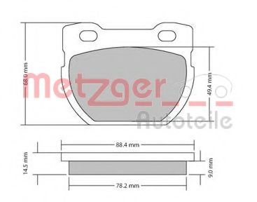 Комплект тормозных колодок, дисковый тормоз METZGER 1170432
