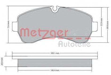Комплект тормозных колодок, дисковый тормоз METZGER 1170521
