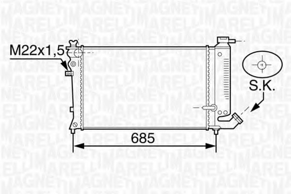 Радиатор, охлаждение двигателя MAGNETI MARELLI 350213119400