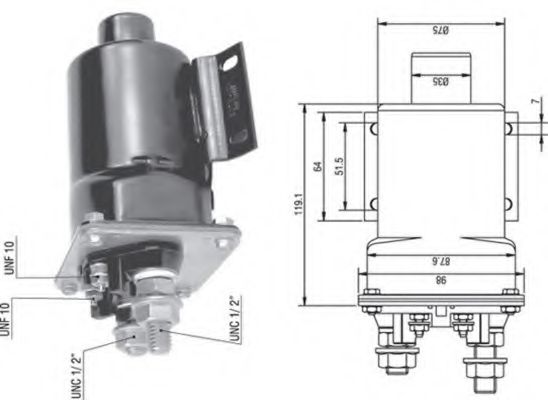 Тяговое реле, стартер MAGNETI MARELLI 940113050340