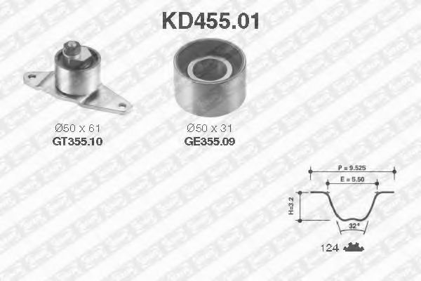 Комплект ремня ГРМ SNR KD455.01