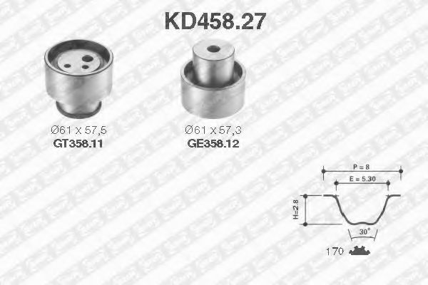 Комплект ремня ГРМ SNR KD458.27