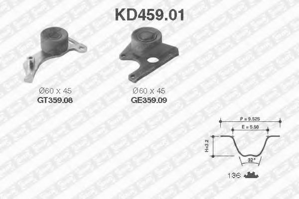 Комплект ремня ГРМ SNR KD459.01