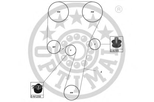 Комплект ремня ГРМ OPTIMAL R1332
